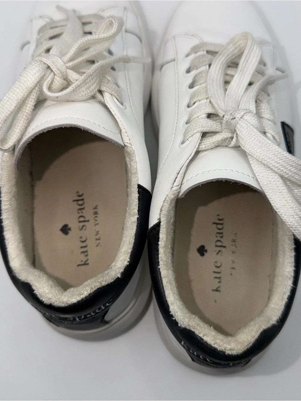 kate spade White and Black Leather Sneakers
